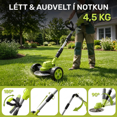 3-í-1 Þráðlaus Garðsláttuvél